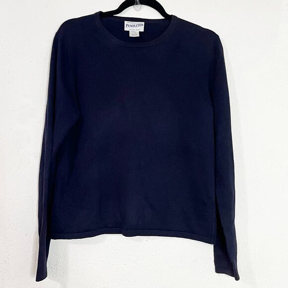 Vintage Pendleton Dark Blue Cotton Pullover Sweater Size Medium‎ - Picture 1 of 5